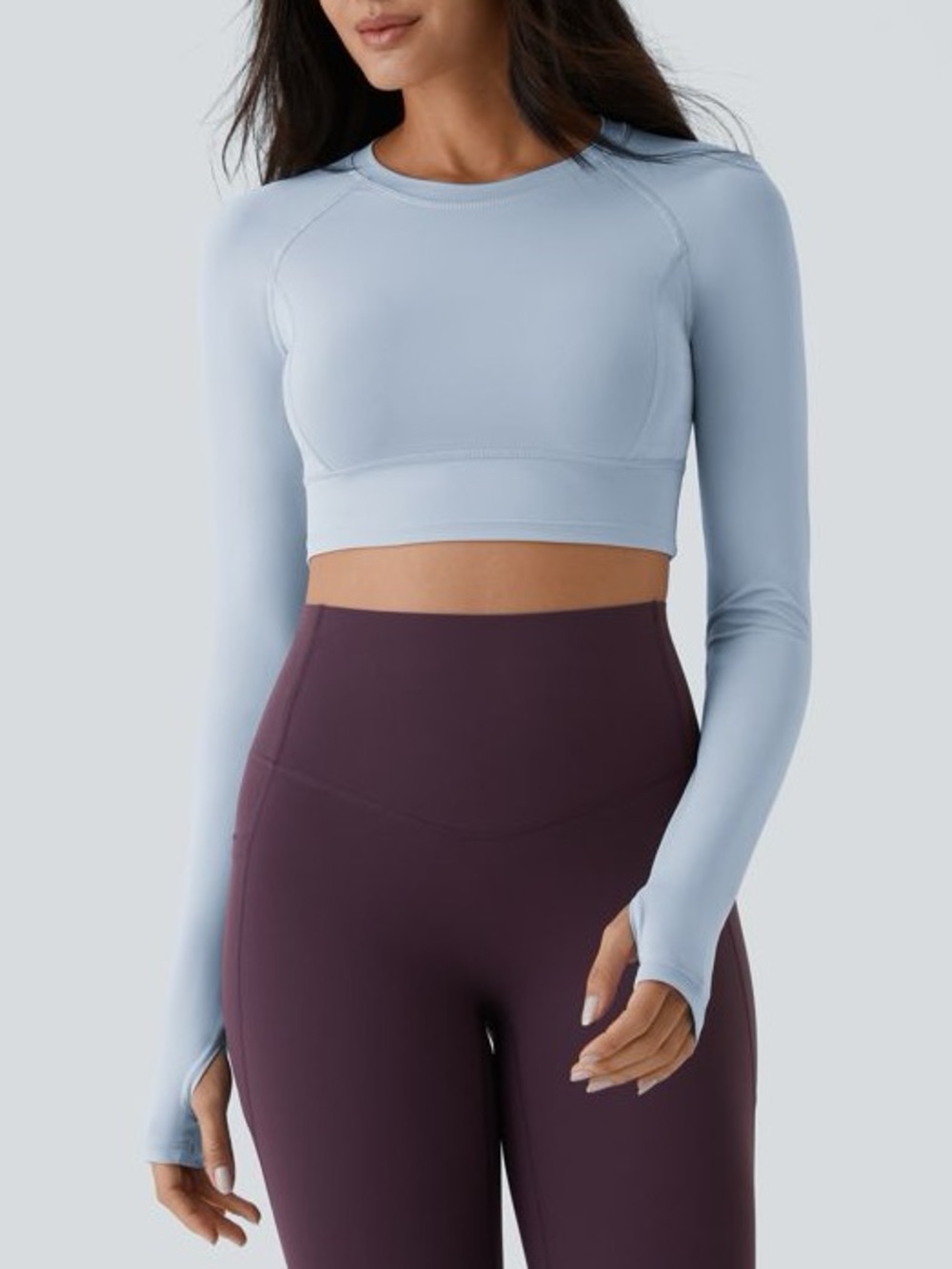 Halara Cropped Long Sleeve Athletic Top Light Blue - Small